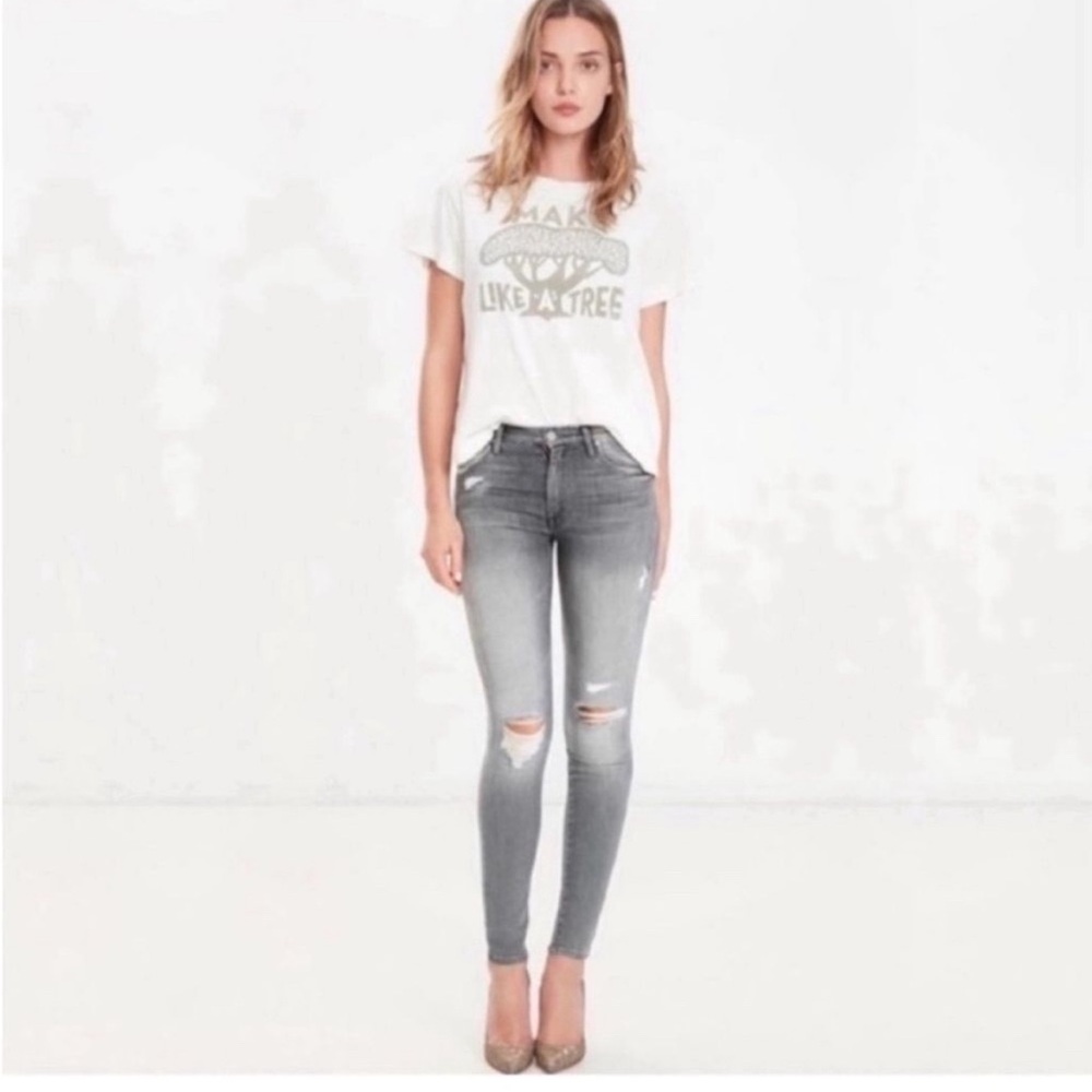 Mother The Looker Holy Smokes Distressed Skinny Jeans 29